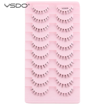 YSDO Natural Long Eyelashes 10 Pairs Wispy Soft 3D Mink Lashes Reusable Cat Eye Lashes Makeup Eyelash Extension Faux Cils