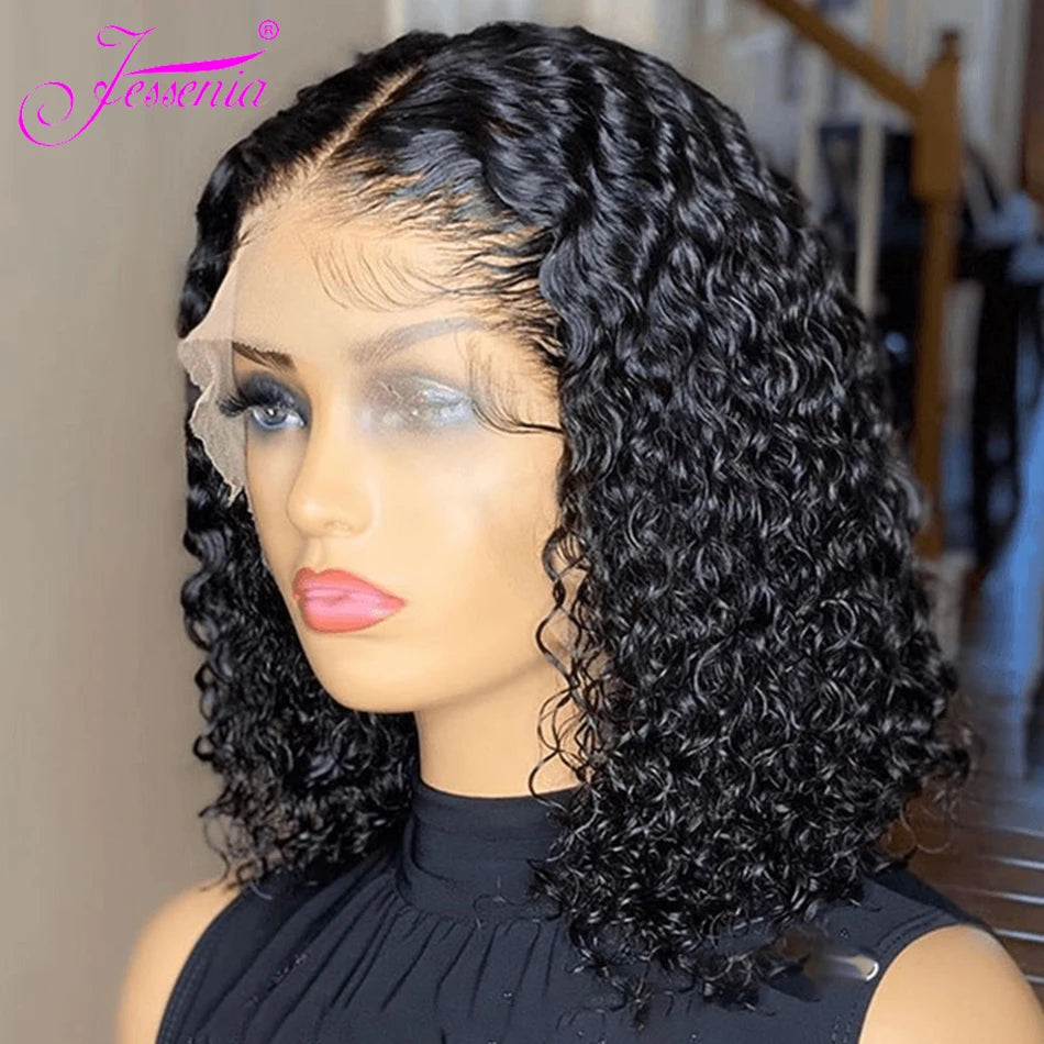 Mongolian Kinky Curly Wig Human Hair 13x4 Curly Lace Front Human Hair Wigs Deep Curly Lace Closure Wig For Women 180 Density