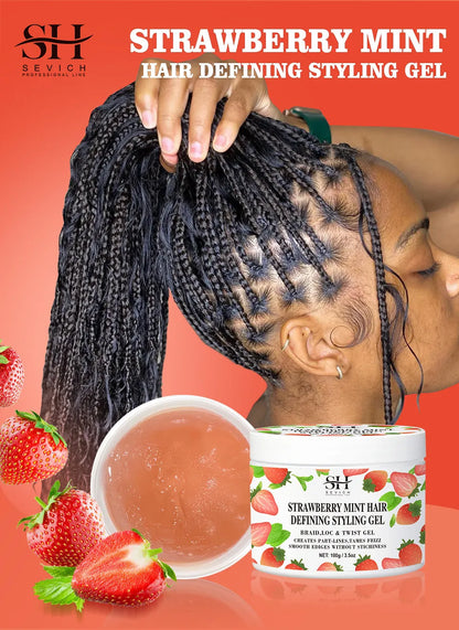 Strawberry Mint Hair Styling Gel Hair Pomade Professional Edge Control Wax for Wigs Women Lasting Edges Control Hair Wax Cream