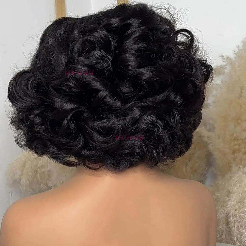 100% Malaysia Hair 300 Density Double Drawn P4 27 Ombre Highlight Bouncy Wave Wear and Go 4x4 Glueless Human Hair Bob Curly Wigs