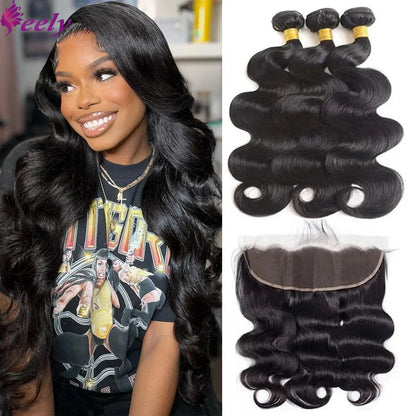 Human Hair Bundles Body Wave Hair Bundles With Closures 13x4 Lace Frontal With Bundles Human Hair Brazilian Virgin Hair Bundles