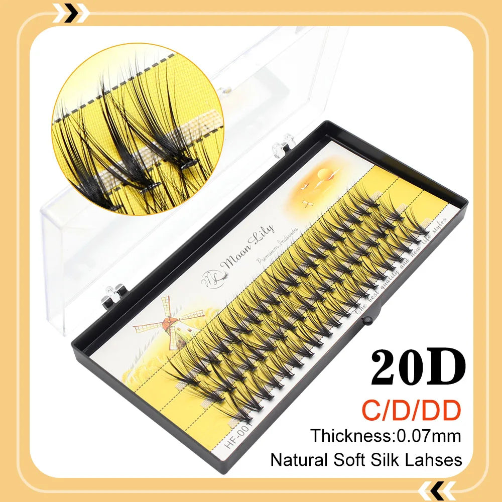 Moonlily Soft Mink Silk 20D/30D/40D Lashes Cluster Eyelash Extension Natural Long 3D Volume Effect Faux Bunche Individual Makeup