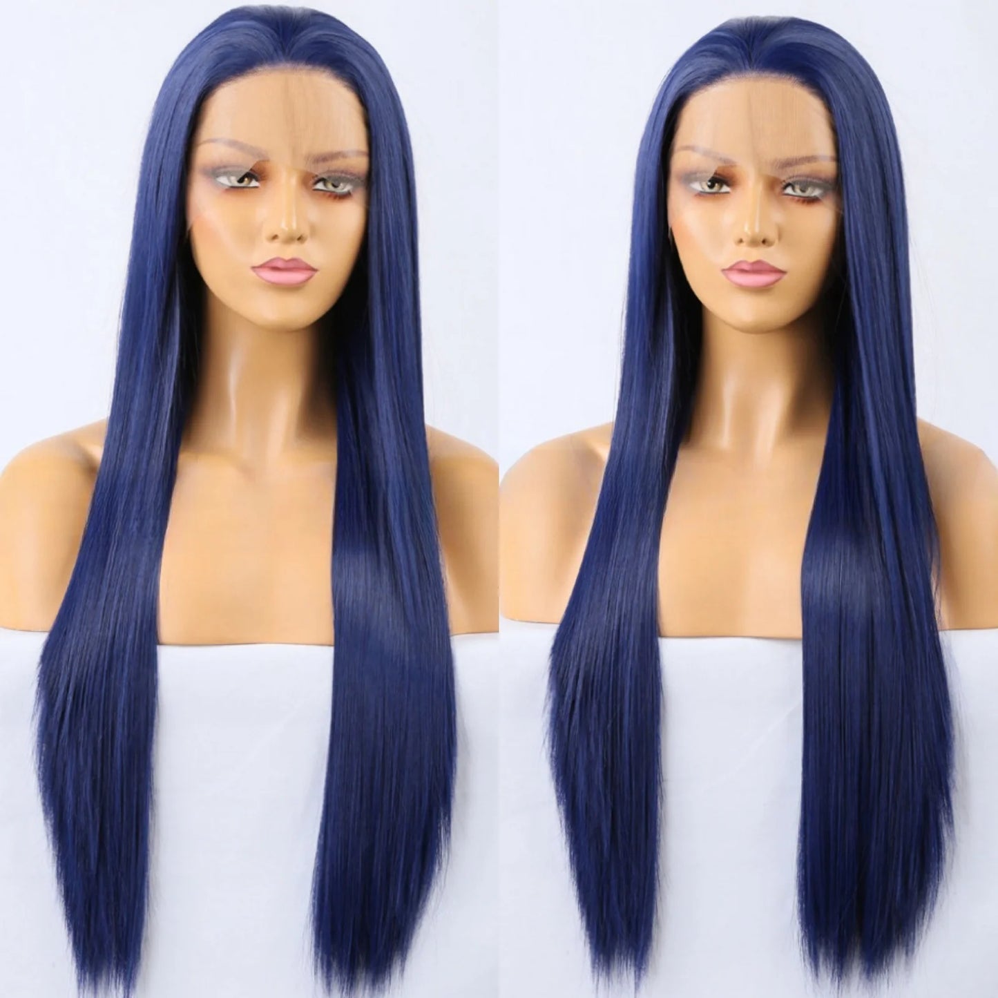 Blue Wig Straight Synthetic Lace Front Wig Glueless Wigs Ready to Wear Long Blue Hair Wig Synthetic Hair Lace Wigs for Women