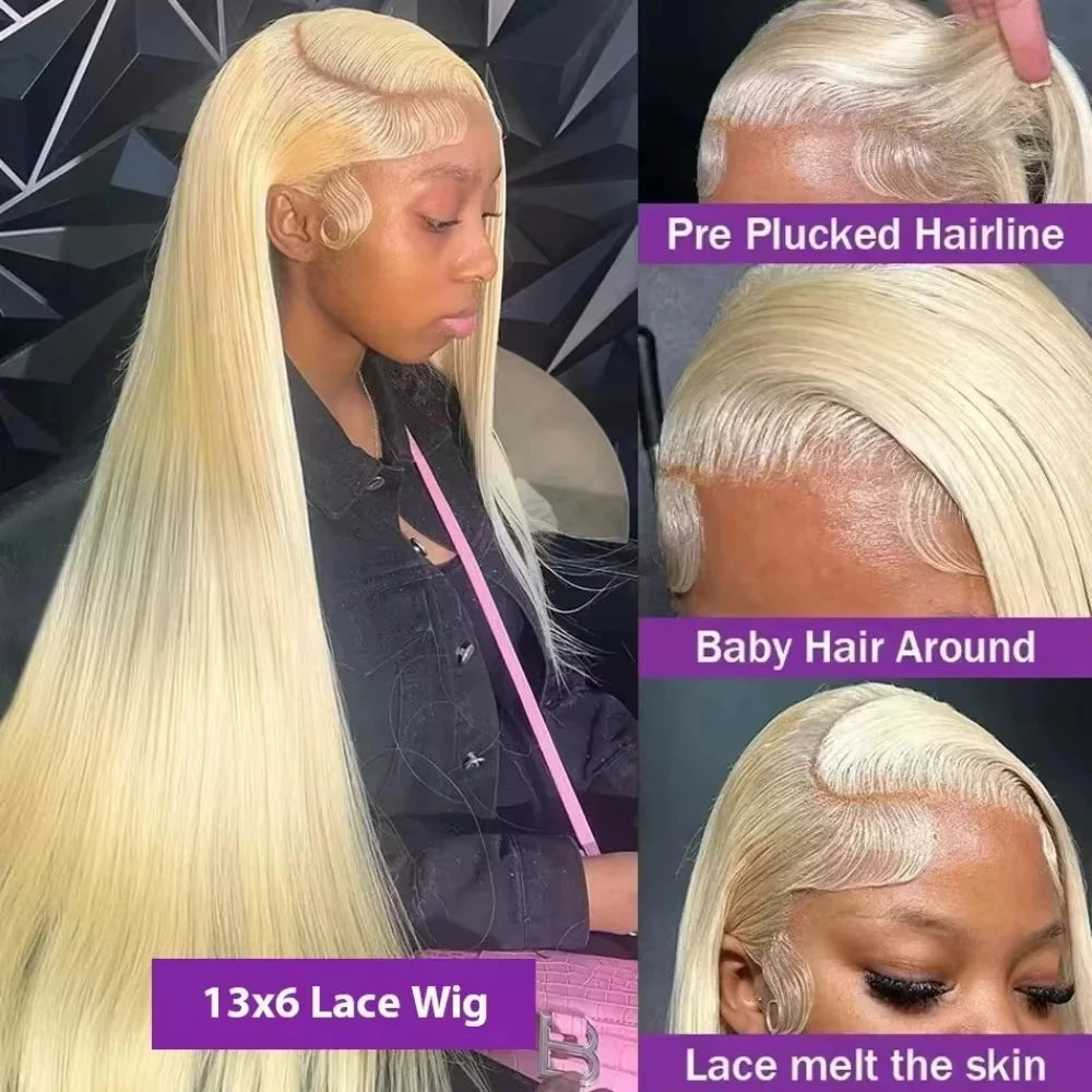 Bone Straight Lace Front Wig 613 Honey Blonde Color Lace Front Human Hair Wigs for Women 13x4 13x6 HD Transparent Brazilian Hair
