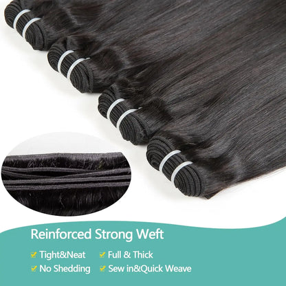 16A Double Drawn Vietnamese Bone Straight Bundles with 13x4 Lace Frontal 100% Raw Human Hair Bundle with 2x6/5x5 HD Lace Closure