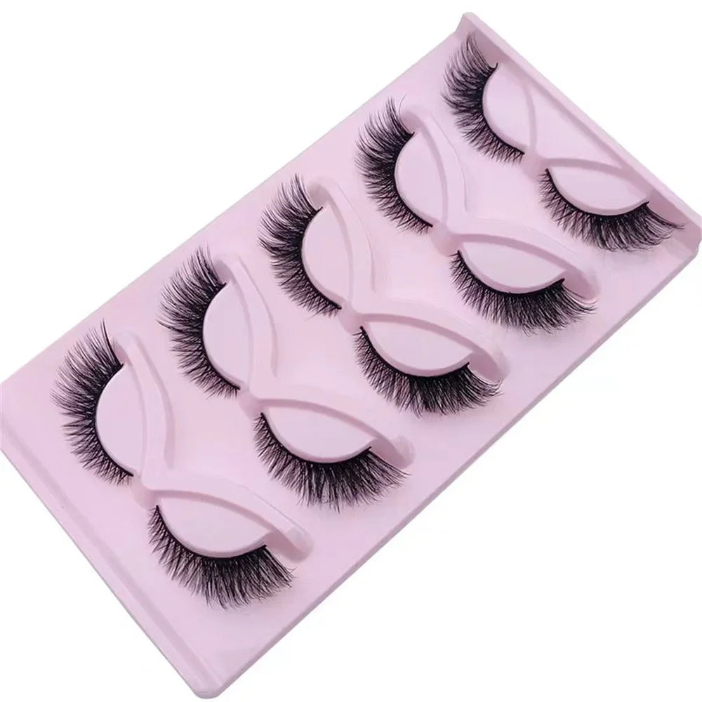 5 Pairs Cat Eye Lashes 21mm Long Lashes Cat Eye Look Wispy Lashes Eye End Elongated Strip Thick False Eyelashes