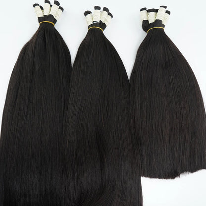 16A Vietnamese Double Drawn Human Hair Bulk Boho Braids Hair Extensions Short Hair Less Bone Straight No Weft 300g 613#