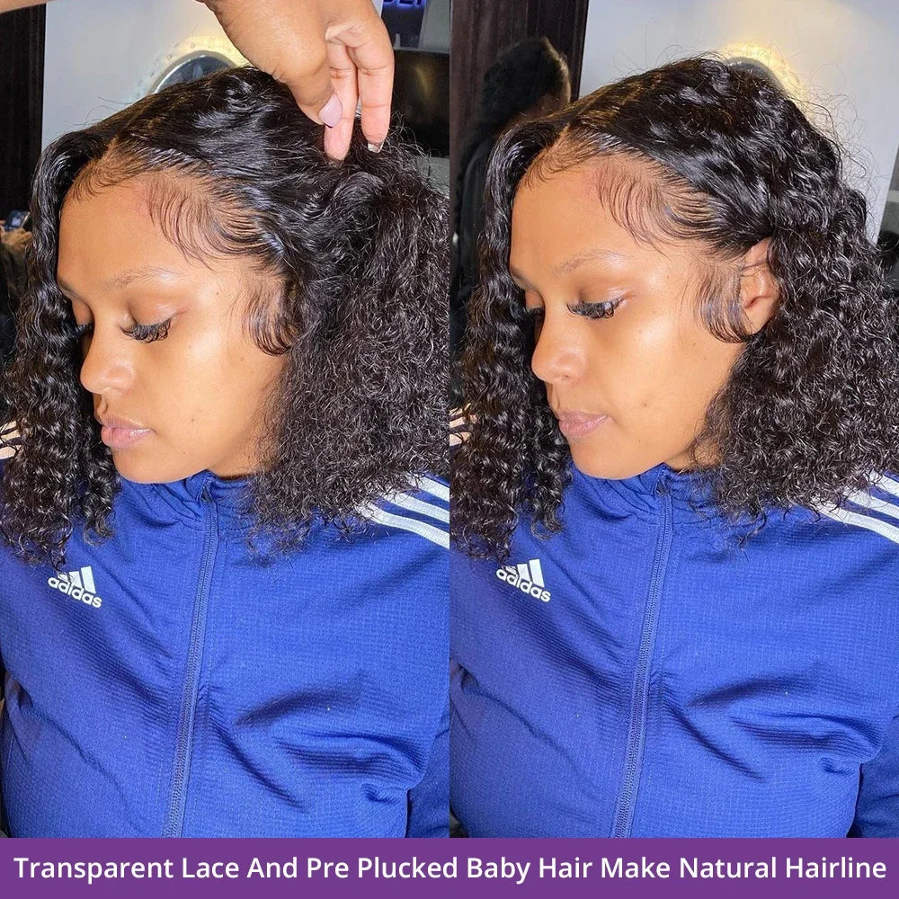 T Part Mongolian Kinky Curly Lace Front Wigs For Women Preplucked With Baby Hair Curly 12A Human Hair Wigs Deep Curls Wig Hair