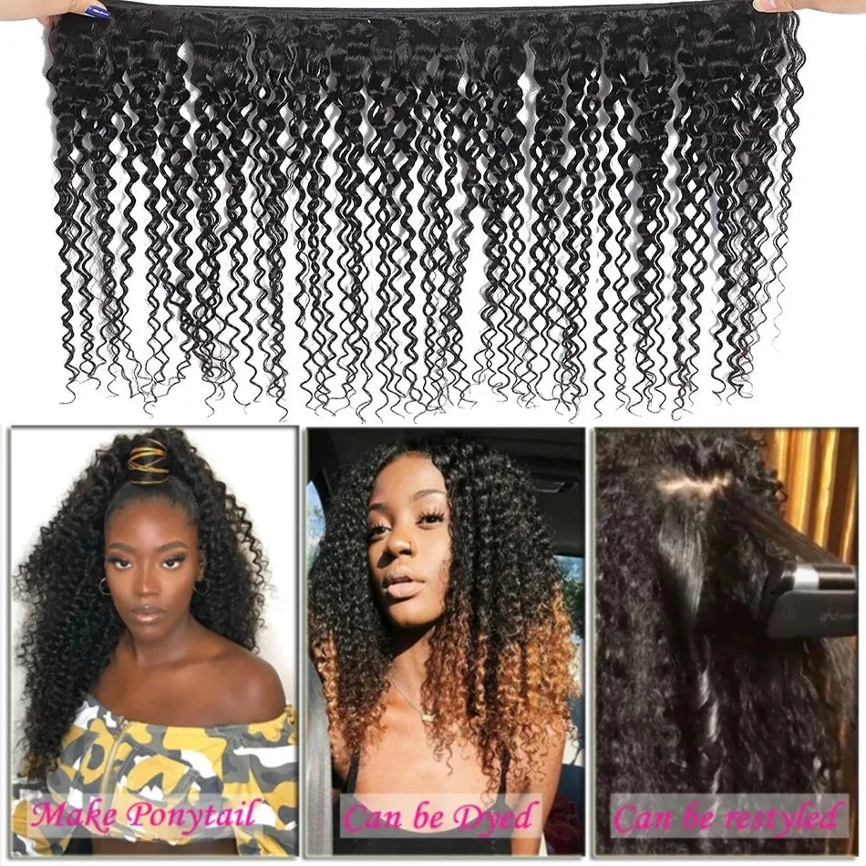 Mongolian Kinky Curly Human Hair Bundles Natural Jerry Curl Remy Hair Weave Bundle Raw Human Hair Extensions 1 3 4 Bundles Deal