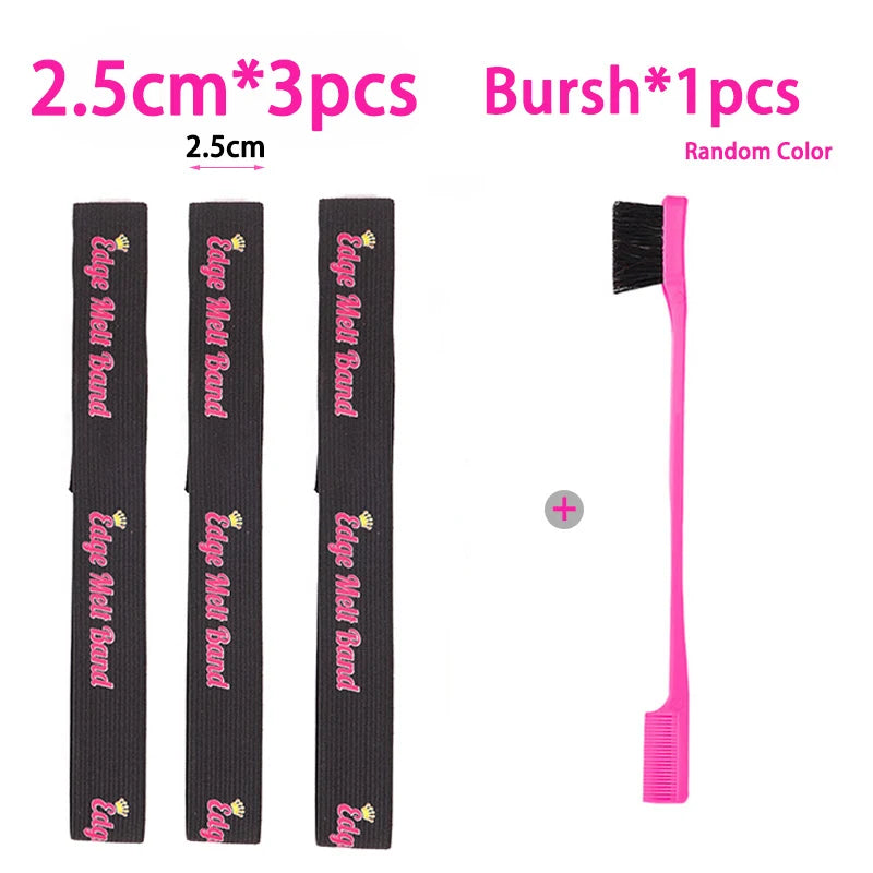 Edge Laying Scarf Elastic Headband For Wigs Lace Frontal 3Pcs Lace Melting Band With 1Pcs Double Side Edge Control Hair Comb