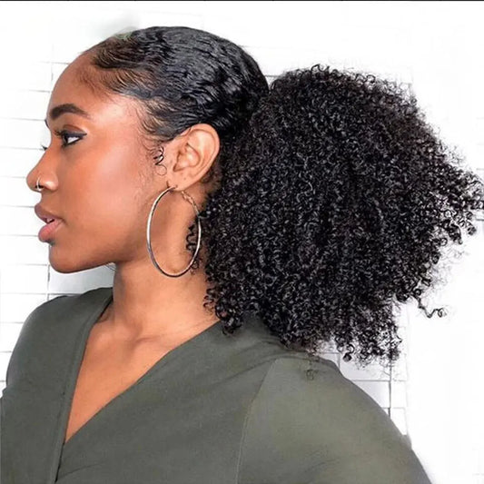 Afro Puff kinky curly Drawstring Ponytail Bun Extension for Black Women Synthetic Short Afro Kinkys Curly Afro Hairpieces