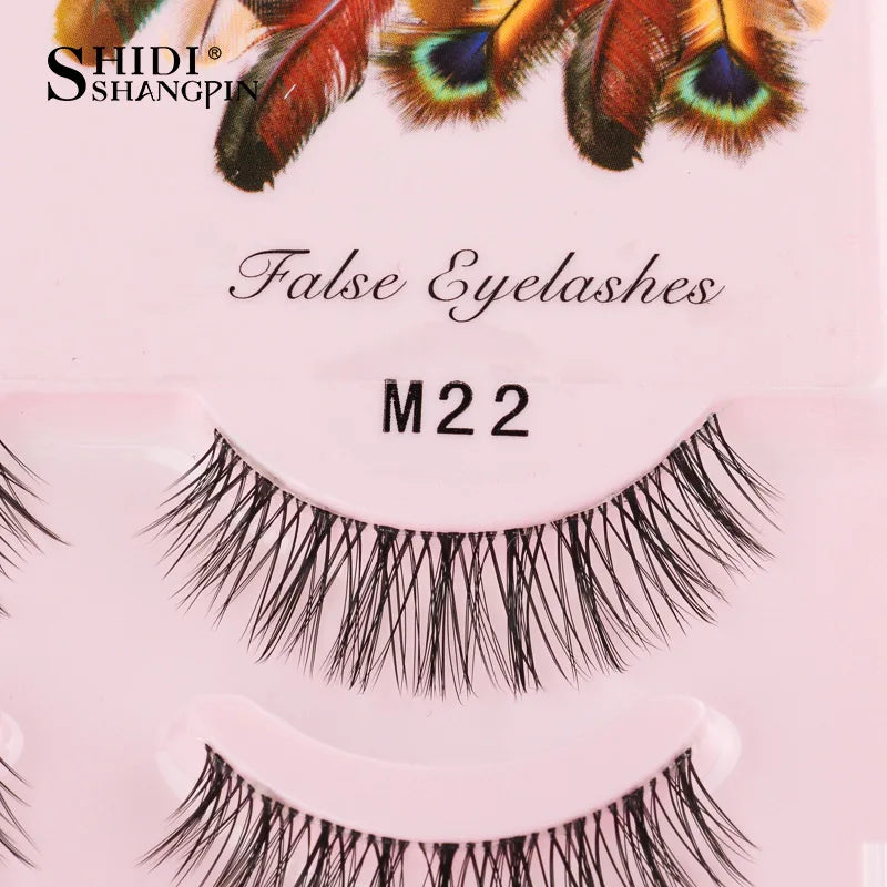Manga Lashes 5 Pairs Anime Cosplay Faux Mink Lashes Korean Natural short Full Strip Lashes Clear Band Soft Eyelashes Extension