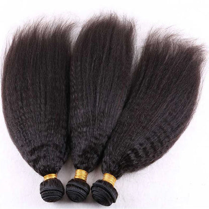 Kinky Straight Hair Bundles 100% Human Hair Extensions for Woman Cheap Yaki Straight Hair 1/3/4 Bundle Deals Natural Hair Weave