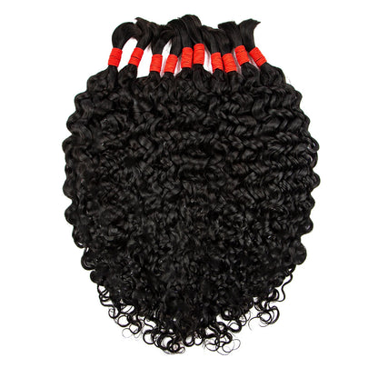 Deep Wave Bulk Human Hair for Boho Braids No Weft 100% Virgin Human Hair Bulk for Braiding Curly Extension Bundles for Women