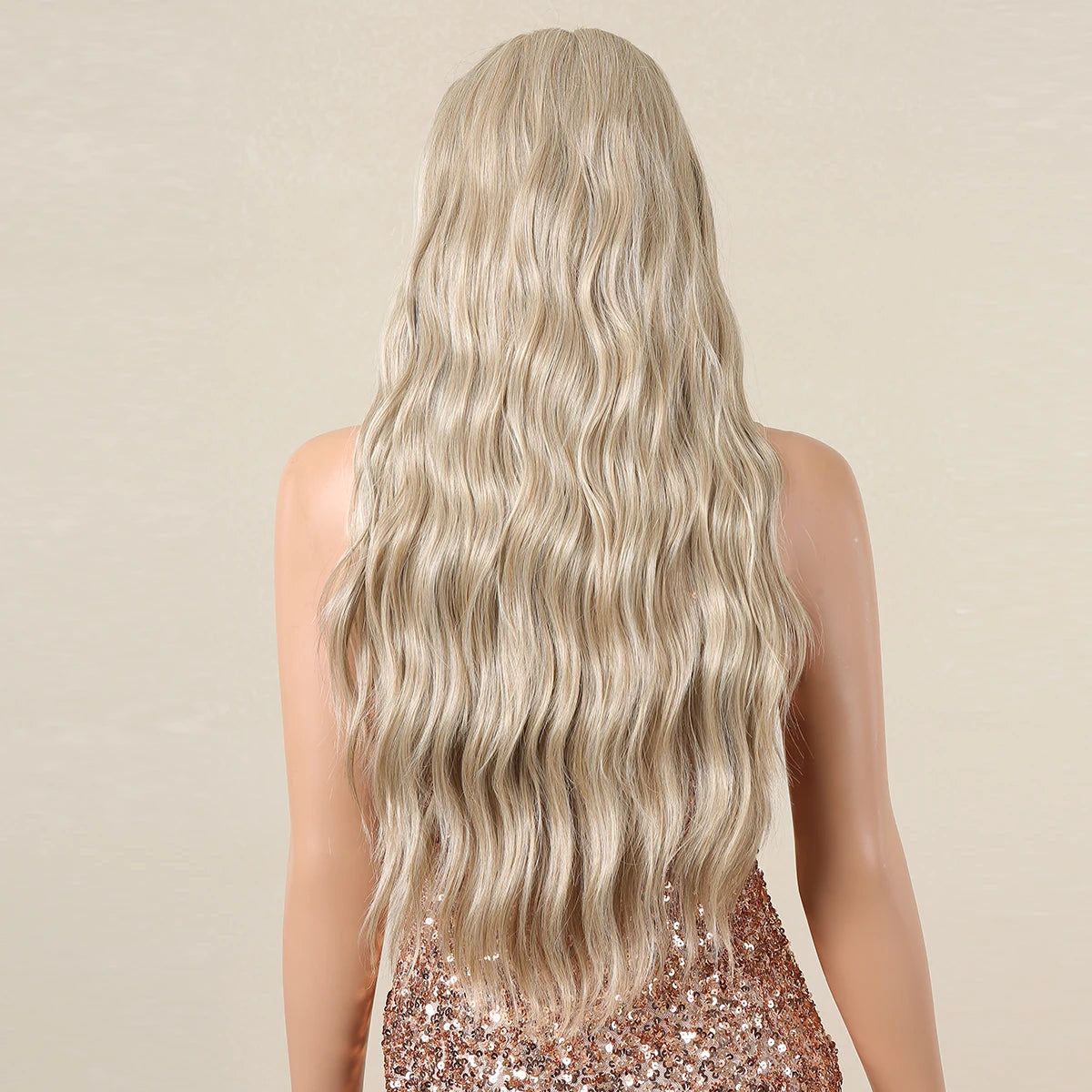 Long Curly Headband Synthetic Wigs Natural Ash Blonde Long Women's Headband Wig Body Wave Bohemian Hair Wig For Women Daily Use