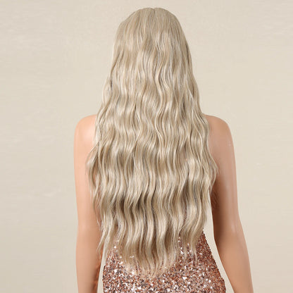 Long Curly Headband Synthetic Wigs Natural Ash Blonde Long Women's Headband Wig Body Wave Bohemian Hair Wig For Women Daily Use