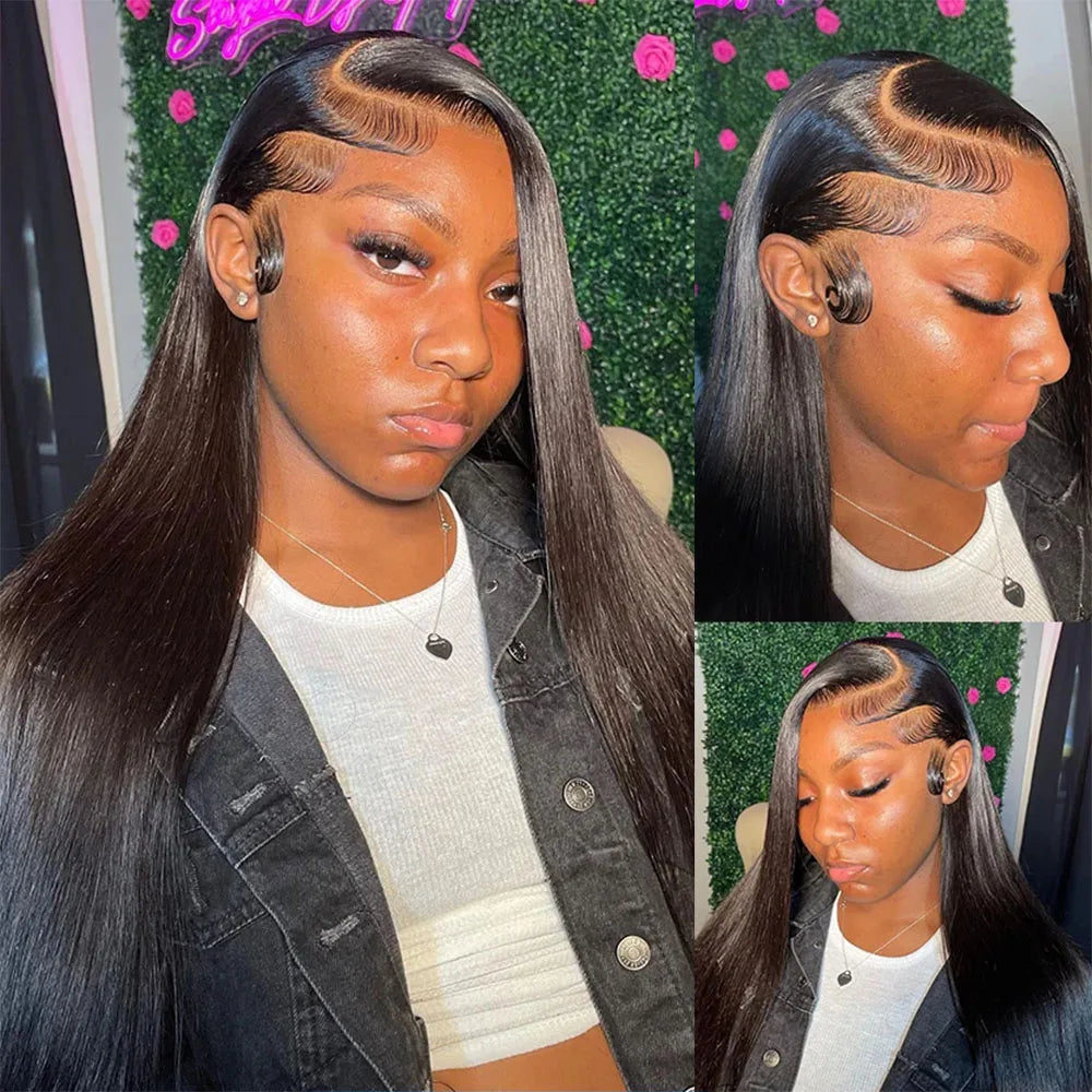 360 Full Lace Wig 13x6 Lace Front Human Hair Wigs For Women 30 34 Inch Brazilian Bone Straight Transparent Lace Frontal Wig 200%