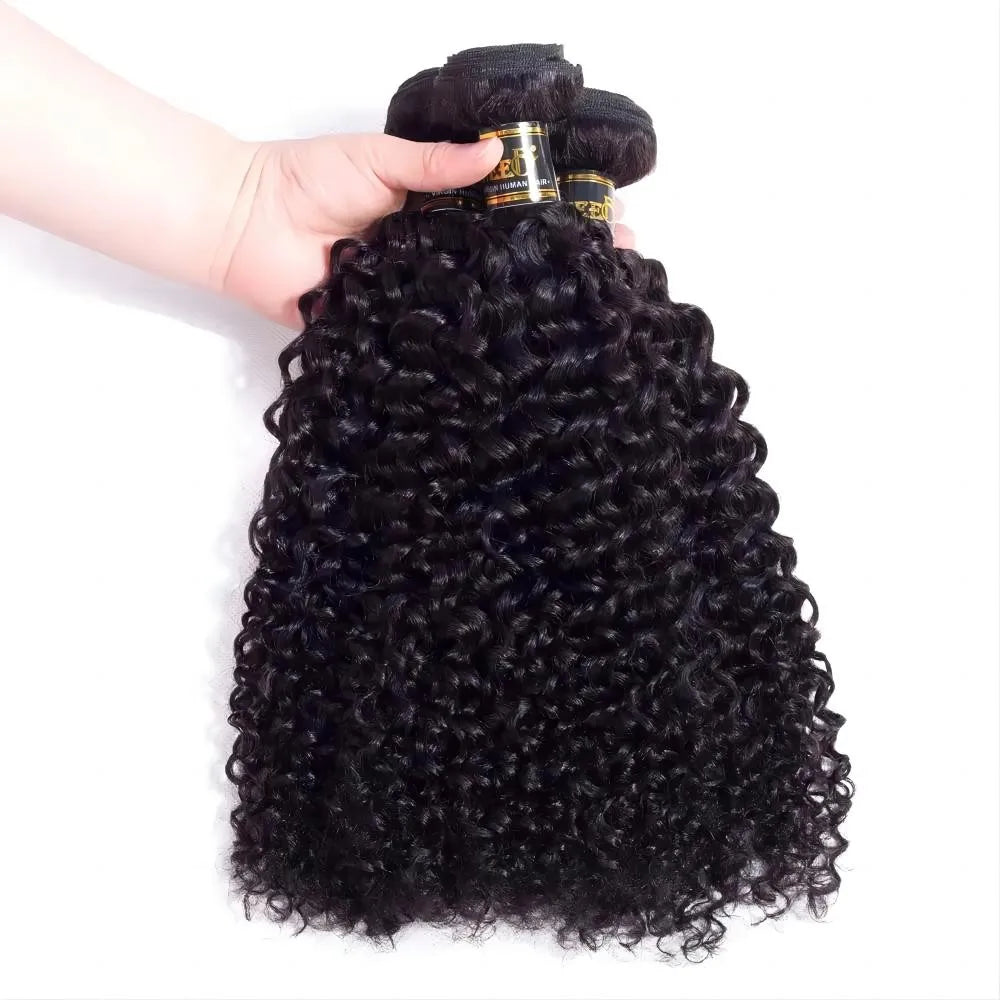 Mongolian Curly Hair Weave Bundles Virgin Kinky Curly Human Hair Bundle 100% Unprocessed Hair Extensions Natural Black Color