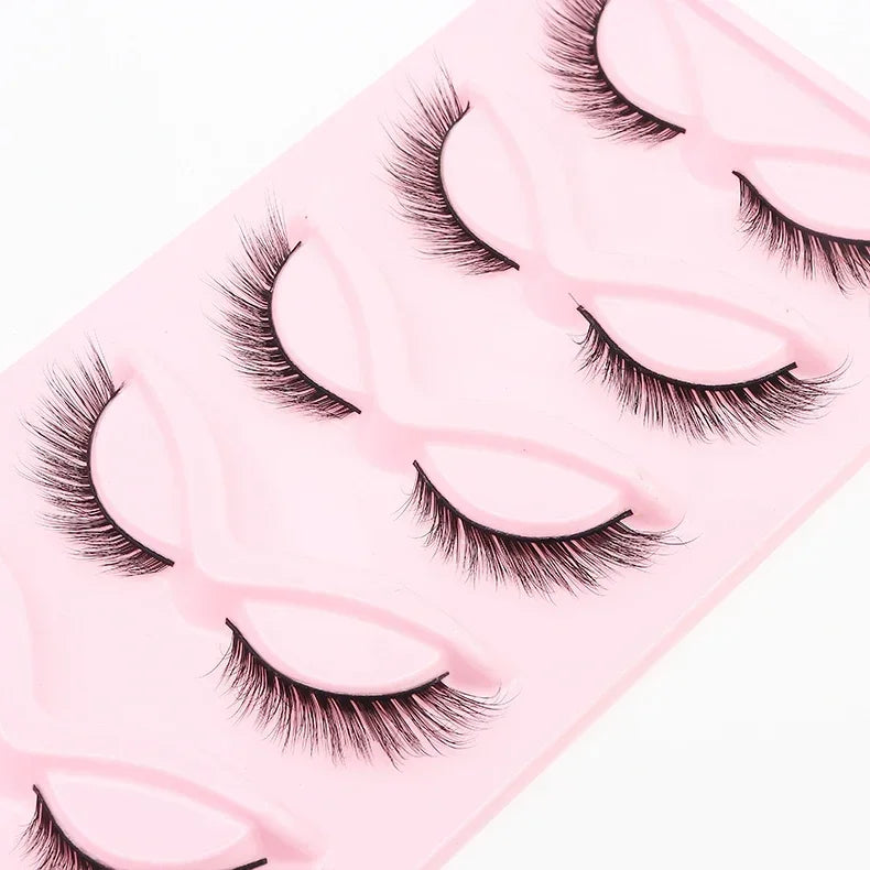 5 Pairs Cat Eye Lashes Faux Mink Eyelashes Natural long Manga Lashes Winged End Eye Elongated Eyelashes Fake Lashes Makeup