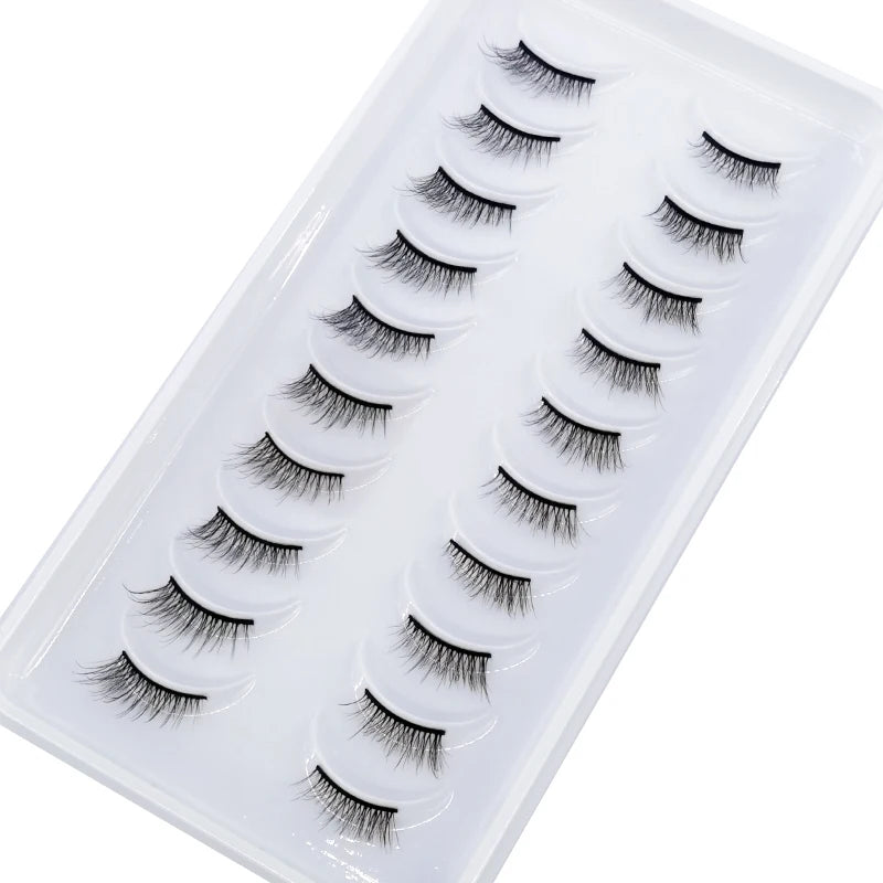 New 10 Pairs Crisscross Half Eye Lashes Natural False eyelashes Handmade 3D Mink Lashes Makeup Tools Reusable Eyelash Extension