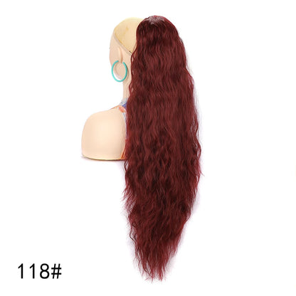 Ponytail Extension 30 Inch Extra Long Drawstring Wavy Curly Ponytails Black Brown Synthetic Fiber Fake Hair piece for Women