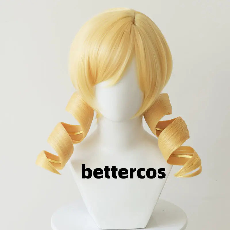 Puella Magi Madoka Magica Tomoe Mami Cosplay Wig Golden Blonde Synthetic Wavy Hair Women Wigs Costume Party Prop