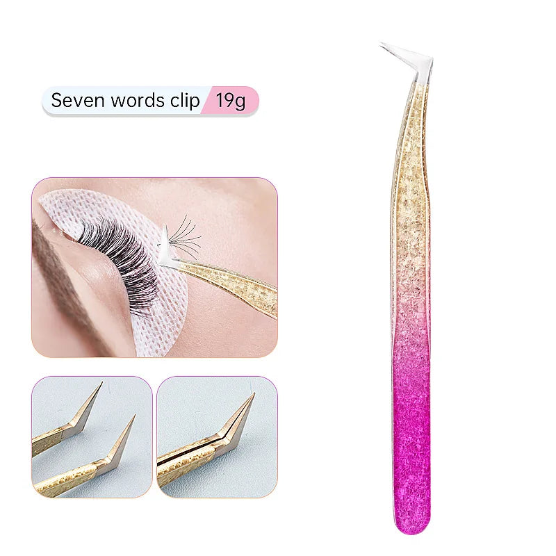 1 Pc Eyebrow Tweezers for Lashes Artists Ice Flower Anti-Static Stainless Steel Eyelash Extension Makeup Tweezer Tools