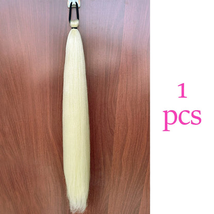 Synthetic Colorful Ponytail Extension 2Pcs Long Straight DIY Braided Pony Tail Hairpiece with Rubber Band Women Hair Accessories
