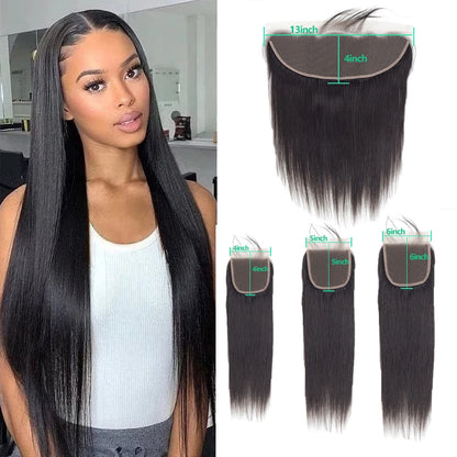 4X4 5X5 6X6 Closure 13X4 Lace Frontal Only Transparent Lace Closure 8-26inch Brazilian Straight Lace Frontal Sale For Women