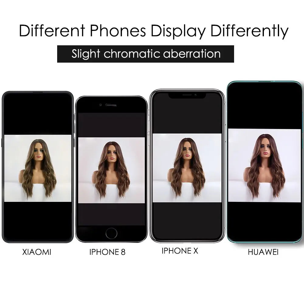 Long Headband Synthetic Wigs Natural Wavy Brown Highlight Headband Hair Wigs for Women Heat Resistant Cosplay Party Fake Hair