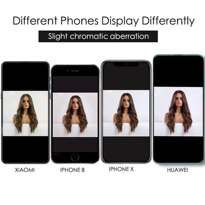 Long Headband Synthetic Wigs Natural Wavy Brown Highlight Headband Hair Wigs for Women Heat Resistant Cosplay Party Fake Hair