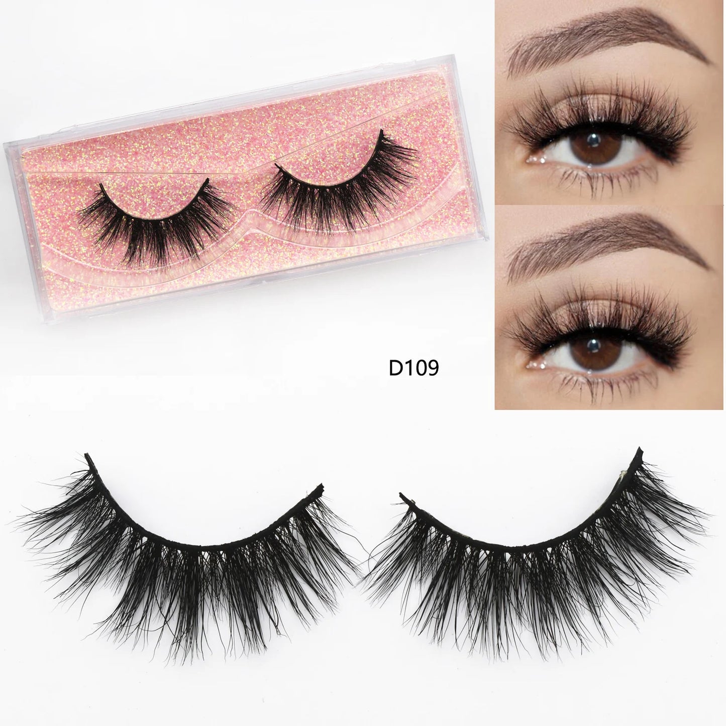 3D Mink Lashes Fluttery 3D Mink Lash Baby Doll Look Makeup Mink False Eyelash Round Shape 15mm Wispy Natural Eyelashes Full Lash