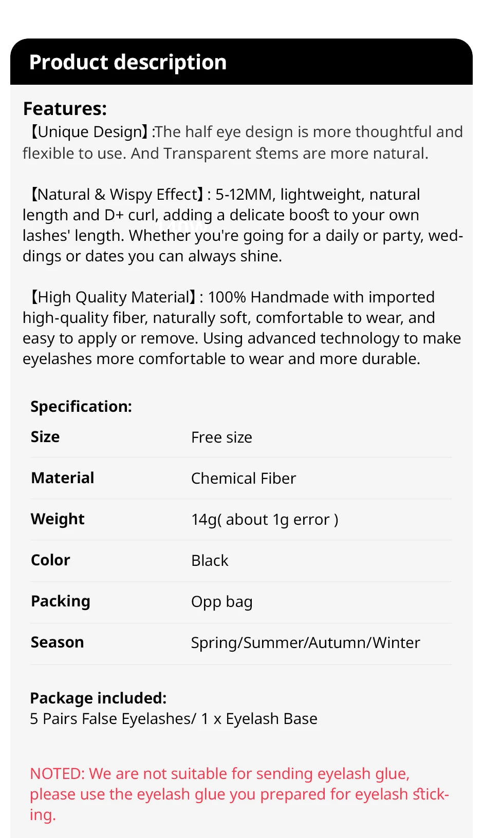 5 Pairs 2Colors Natural Look Lashes with Clear Band Short Fake Eyelash Pack by Outopen