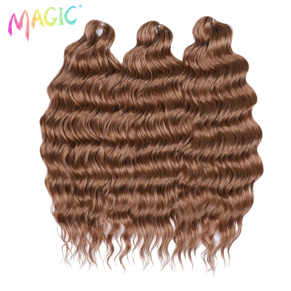 Magic Hair Synthetic Loose Deep Wave Braiding Hair Extensions 24 Inch Water Wave Braid Hair Ombre Blonde Twist Crochet Curly Hai