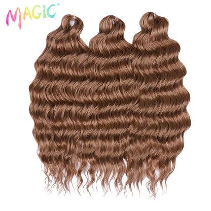 Magic Hair Synthetic Loose Deep Wave Braiding Hair Extensions 24 Inch Water Wave Braid Hair Ombre Blonde Twist Crochet Curly Hai