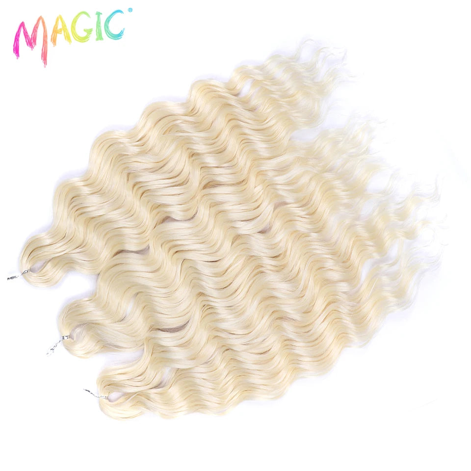 Magic Hair Synthetic Loose Deep Wave Braiding Hair Extensions 24 Inch Water Wave Braid Hair Ombre Blonde Twist Crochet Curly Hai