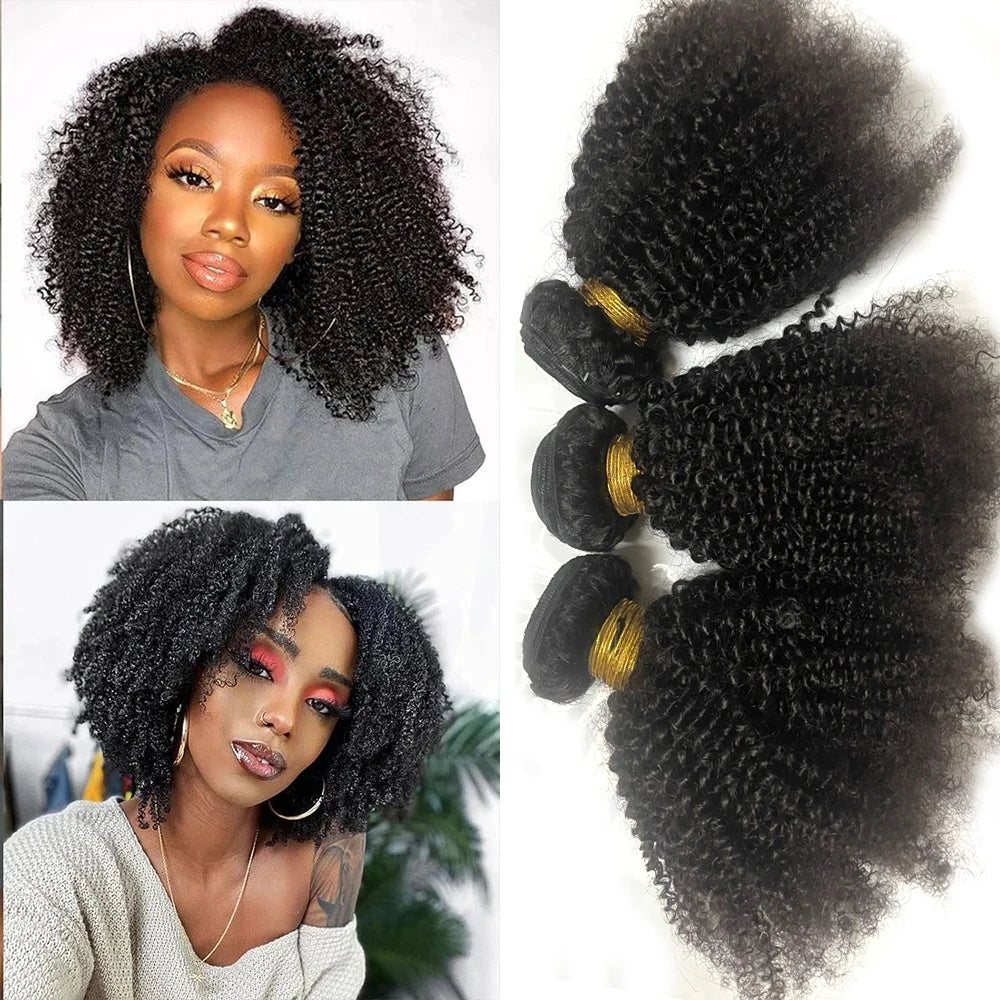 Afro Kinky Curly Bundles Human Hair Afro Kinky  Human Hair Unprocessed Virgin Hair Bundles for Women Natural Black