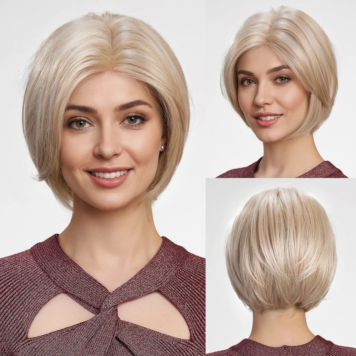 MONO Lace Hair 100% FUTURE Fiber Blonde Pixie Cut Wigs Breathable Mono Lace Front Synthetic Wig Daily Use Heat Resistant Fiber