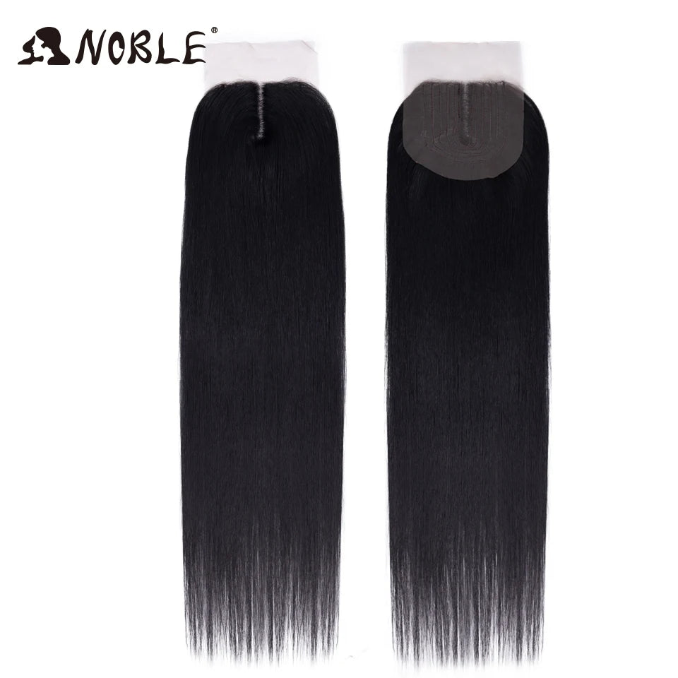 Straight Hair Extensions Bundles With Frontal Closure Synthetic Hair Bundles Salon Natural Hair Yaki Straight High Temperature