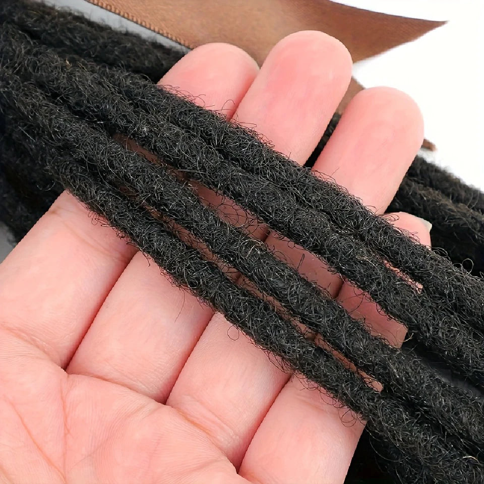 Afro Fully Handmade Permanent Loc Extensions Human Hair 0.8cm Boho Braids Dreadlock Extension Human Hair For Women 10-40 Strands