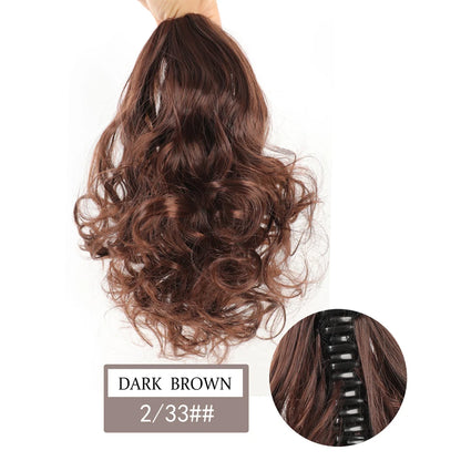 Synthetic Ponytail Extension, 10" Short Claw Clip in Pony Tails Hair Extensions Curly Wavy Ponytail Hairpieces for Women Black