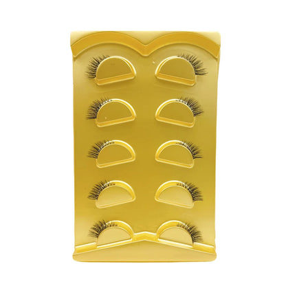 5 Pairs Short Natural Coner Lash Charming Hademade Transparent Clear Band Half Lashes