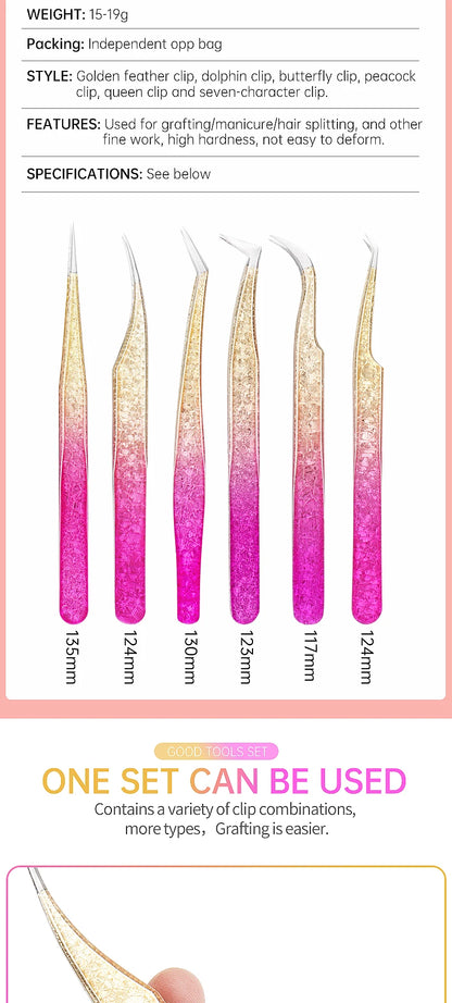 1 Pc Eyebrow Tweezers for Lashes Artists Ice Flower Anti-Static Stainless Steel Eyelash Extension Makeup Tweezer Tools