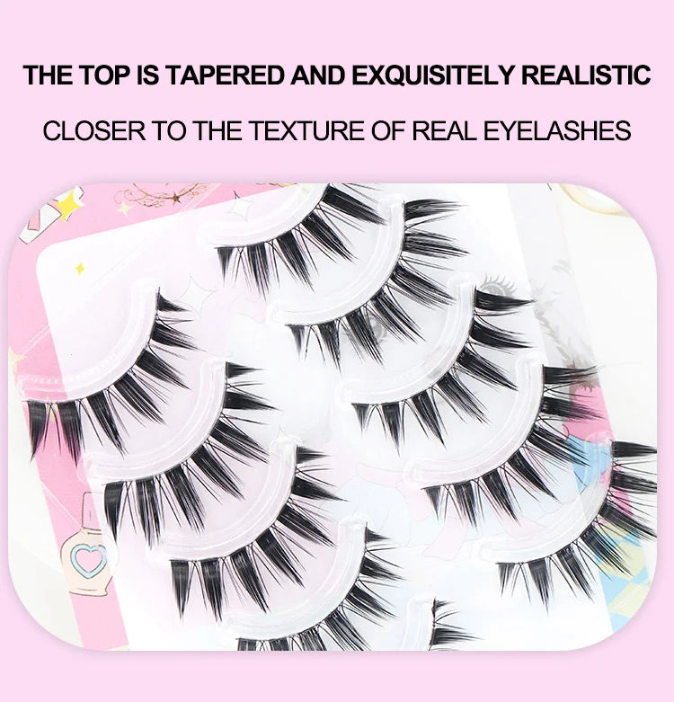 New Doll Lashes Extension Natural Cat Eye False Eyelashes Cosplay Makeup Cross Strip Eye Lashes Handmade Manga Anime Lash
