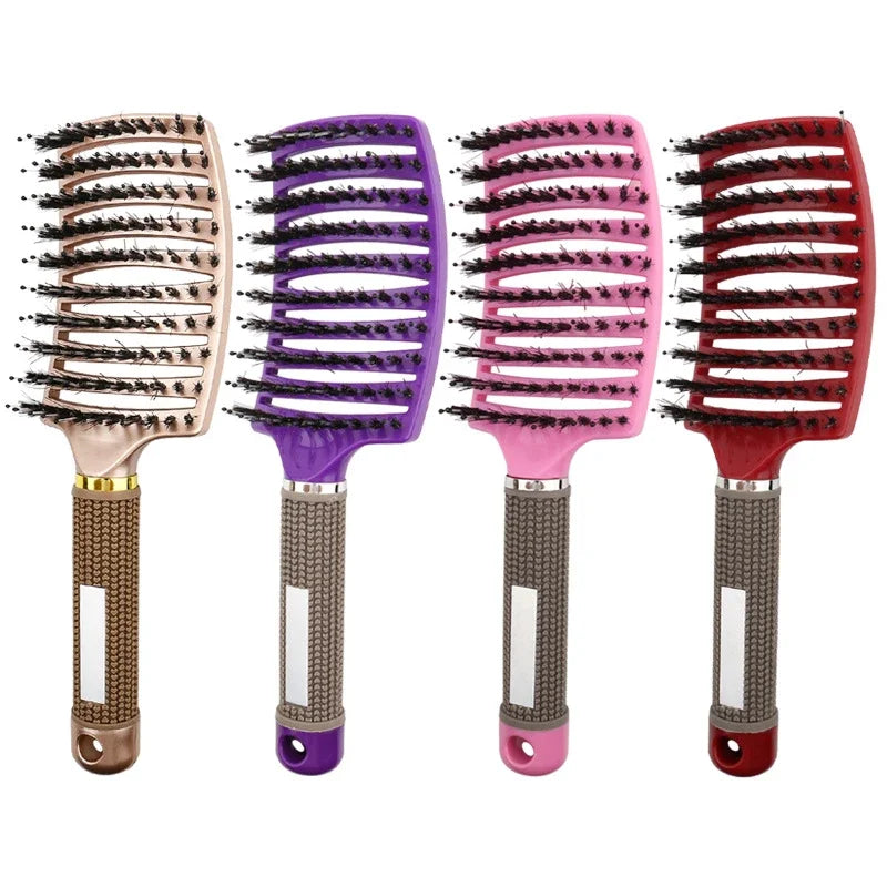 Hairbrush Bristle&Nylon Women Wet Curly Detangle Hair Brush Hair Brushes Scalp Massage Comb for Salon Hairdressing Styling Tools