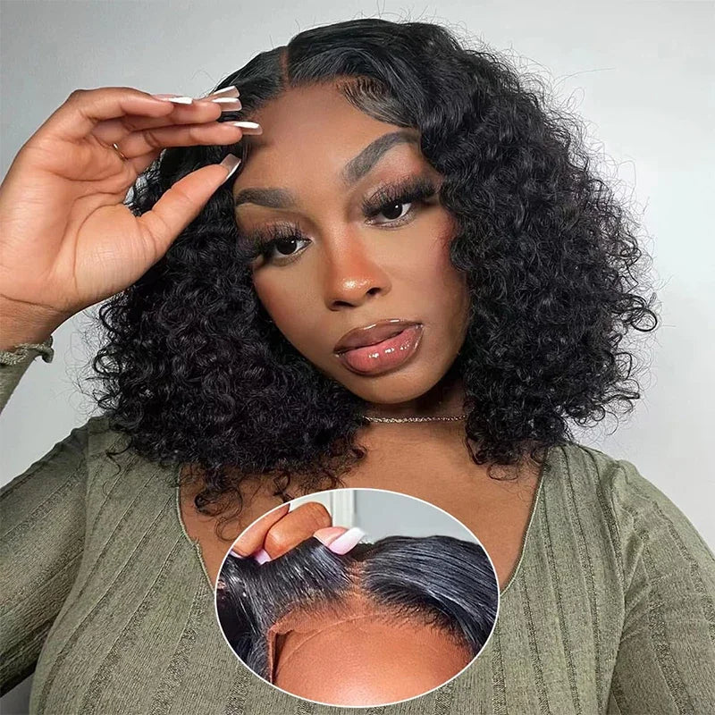 Wear And Go Water Wave Bob Wigs For Women Human Hair Wet And Wavy Glueless Wig Ready To Go Human Hair Wigs Pre Cut Lace Hair Wig