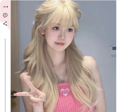 Whtie Wig with Bangs Long Straight Cosplay Wig for Party Fashion Lolita Headband Synthetic Wigs for Women