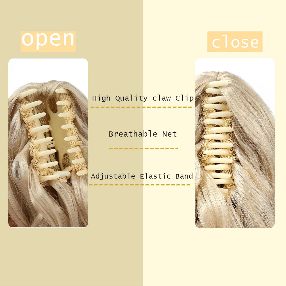 Ponytail Extension Synthetic Hair 10" Claw Clip in Short Curly Wavy Ponytail Hairpiece for Women Girls Daily Use