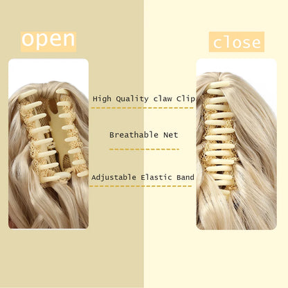Ponytail Extension Synthetic Hair 10" Claw Clip in Short Curly Wavy Ponytail Hairpiece for Women Girls Daily Use
