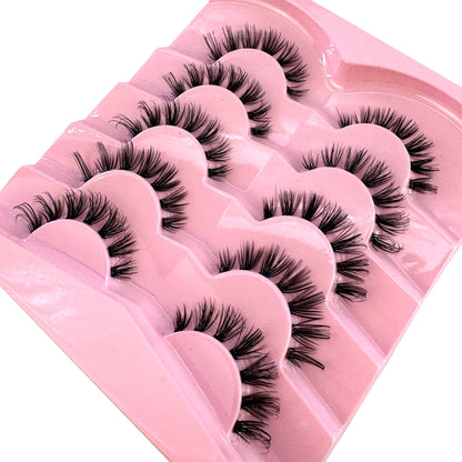 New 5 Pairs Cat Eye Lashes Faux Mink Eyelashes Natural long Manga Lashes Winged End Eye Elongated Eyelashes Fake Lashes Makeup